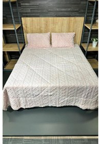 Resim Leila Çift Kişilik Pelüş Yatak Örtüsü 220x240 Cm Pudra Pudra 