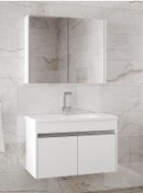 Resim Alfa Banyo Visente-ea Beyaz 80 Cm Ayna Dolaplı Seramik Lavabolu Mdf Banyo Dolabı Seti**hazır Kurulu** 