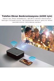 Resim Hpy Pazar Aun A30C Pro Taşınabilir Wifi Mini Projektör – Ev Sineması 