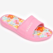 Resim Çocuk Havuz Terliği - Pembe/Kırmızı - Çiçek Desenli - Slap 500 