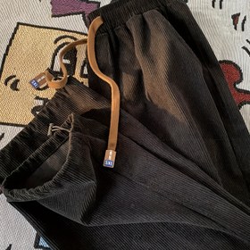 Resim Kadınların Gündelik Düz Beden Corduroy Pantolon - İlkbahar/Sonbahar Polyester Dokuma Düz Renk Pantolon, Yetişkinler için Esnek Cuffed Pantolon 