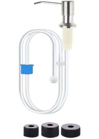 Resim 1m Tüplü Gümüş - Mutfak Lavabo İçin Dayanıklı 500ml Sabunluk Paslanmaz Çelik Başlıklı Ve Hortumlu Siyah Gümüş Renkli Sıvı Pompa Şişesi 