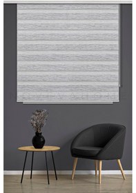 Resim Bambu Zebra Stor Perde 1007 Gri Ofis Mutfak Çocuk Odası Yatak Odası Salon Perdesi Lüx Gri 