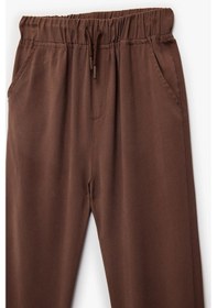 Resim Koton Erkek Çocuk Beli Bağcıklı Viskon Karışımlı Jogger Pantolon Kahve 