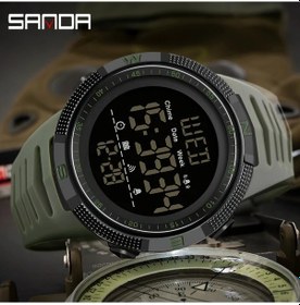 Resim Primepickings Sanda Erkek Spor Digital Saat Unisex Takvimli Su Geçirmez Çok Fonksiyonlu Yeşil Hediye Diğer 