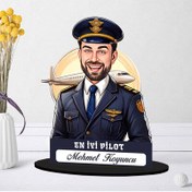 Resim Kişiye Özel Erkek Pilota Hediye Karikatürlü Biblo 
