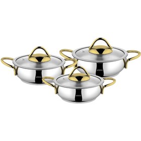 Resim Amboss Stone Gold Saplı Paslanmaz Çelik İndüksiyon Tabanlı 6 Parça Sahan Tencere Seti 