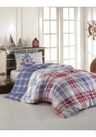 Resim Kristal %100 Pamuk Ranforce Tek Kişilik Nevresim Tak.-sailor Mavi Mavi 