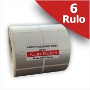 Resim Kalite Barkod 40X30 Yanyana 2 Li Silvermat | 6 Rulo Metalize Demirbaş Etiketi 