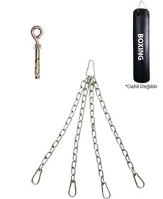 Resim Boks Kum Torbası Tavana Asma Seti Aparatı 4 Kollu Zincir Askı Gri 