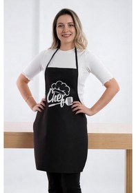 Resim Siyah Chef Leke Tutmaz Kumaş Mutfak Önlüğü Siyah1 