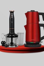 Resim GoldMaster Redline 32 Parça Parlak Kırmızı Avantajlı Elektronik Evlilik Paketi Elektrikli Mutfak Çeyiz Seti 