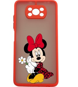 Resim Merwish Xiaomi Poco X3 - Poco X3 Pro Uyumlu Kamera Lens Korumalı Minnie Desenli Lüx Telefon Kılıfı Kırmzı 
