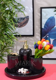 Resim MIARIK DESIGN & DEKORASYON Dekoratifmermer Aksesuar Detaylı 5 Li Banyo Seti Takımı 