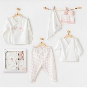 Resim Andywawa Ac25550 Newborn Set Pınk Baloons 5'li Hastane Çıkışı Ekru Ekru 