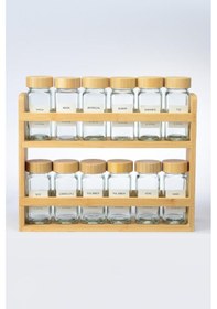 Resim Mien Bambu Standlı Bambu Kapaklı Baharatlık 25 Parça Tezgah Üstü Bambu 