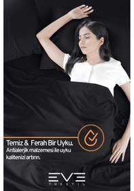 Resim Eve Tekstil Fitted Yüksek Kaliteli Penye Kumaş Tek Kişilik Lastikli Çarşaf Siyah 