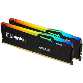 Resim Kingston Beast RGB 64GB (2x32GB) DDR5 6000MHZ CL36 Siyah Ram-KF560C36BBEAK2-64TR 