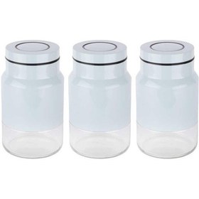 Resim Tantitoni 3 Parça Mavi Cam Kavanoz Seti 730ml 