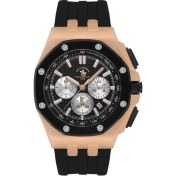 Resim Santa Barbara Polo & Racquet Club Santa Barbara Polo Racquet Club SB.1.10601-5 Silikon Kordonlu Tüm Fonksiyonları Aktif Suya Dayanıklı Siyah Erkek Kol Saati 