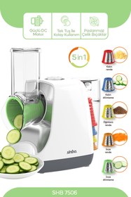 Resim Sinbo SHB-7506 5'i 1 Arada Otomatik Doğrayıcı-Rende- Dilimleme Makinesi 