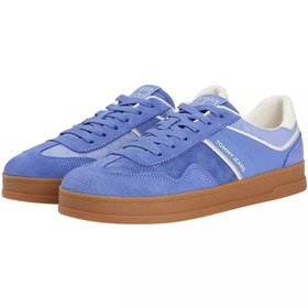 Resim Tommy Hilfiger Kadın The Greenwich Kontrast Detaylı Süet Kort Sneaker - Mavi 