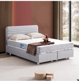 Resim Mila Çift Kişilik Baza Başlık Orthosoft Yatak Seti - Açık Gri 180 x 200 