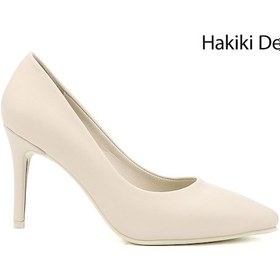Resim Gönderi(R) Gönderi R Bej Platinum Sivri Burun İnce Topuklu Hakiki Deri Stiletto Bej 