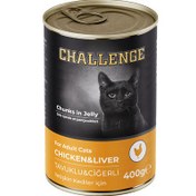 Resim Challenge Tavuk ve Ciğerli Jöle Et Parçalı Kedi Konservesi 400 Gr 