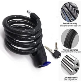 Resim abnturk En Kaliteli Motor Koruma Sistemi 22MM Çelik Halat Uzunboy Kilit 150CM Sağlam Motor Kilidi En Güvenli 