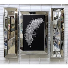 Resim Ayna Çerçeveli Gümüş Simli Tüy Tablo Seti 