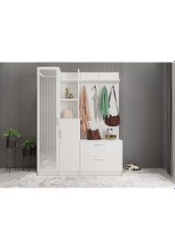 Resim Çizgi Portmanto Vestiyer Ayakkabılık Beyaz 180 cm -Ücretsiz Kurul 