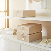 Resim 3'lü Küçük Boy Bej Balıksırtı Destekli Hurç Set 31 X 38 X 12 Cm Ocean Home Textile