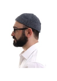 Resim Füme Katlamalı Sade Desen Kışlık Kadife Takke Şapka 