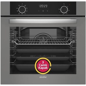 Resim Simfer 8217 10 Fonksiyon Airfry Plus Gri Cam Ankastre Fırın 