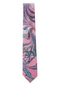 Resim Elifebru Exclusive Handicrafts Ebru Sanatı El Yapımı Pembe Kahve Mavi İpek Kravat Ikr 152 Çok Renkli 