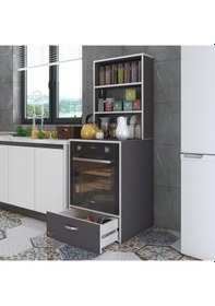 Resim Kenzlife ankastre fırın dolabı aybirgen gri 165*60*56 mutfak çekmeceli 