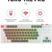 Resim Rampage Yoru Tkl Pro Gri/beyaz Wifi Bluetooth Klavye Red Swich Q Mekanik Klavye Gaming Oyuncu Klavyesi 