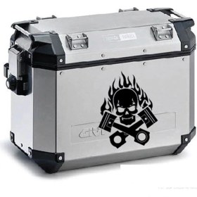 Resim Kuru Kafa Desenli Motosiklet Çanta Sticker Etiket Modeli 