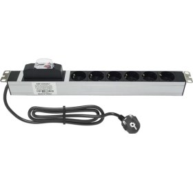 Resim 19" 1u 6'lı Schuko Sigortalı Alüminyum Rack Kabin Pdu(10 Adet) 