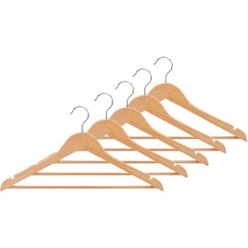 Resim Ahşap Görünümlü Plastik Elbise Askısı A Kalite 5 Adet Al4494 Kahve 