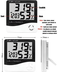 Resim MorBebe Bebek Oda Termometresi I Dijital Oda Termometresi I Derece Termometre Isı Nem Saat Alarm Mini 
