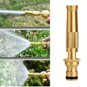 Resim Hızlı Bağlayıcı ile Bakır Yüksek Basınçlı Ayarlanabilir Su Tabancası - Bahçe, Çim ve Ev Kullanımı için 3 Püskürtme Desenleri (Fan, Jet, Sis) - Dayanıklı Metal Yapı, Bahçe Sulama Tabancası, Çim Bakımı Aracı, Şık Metalik Bitiş, Sağlam Tasarım 
