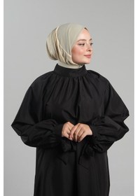 Resim Hürrem Bone Bej Pratik Hazır Geçmeli Tesettür Eşarp Sandy Arkadan Çıtçıtlı Piliseli Hijab 2406 12 BEj 