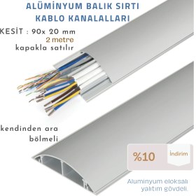 Resim 90X20 Aluminyum Balık Sırtı Kablo Kanalı- Yapışkan Bantlı 