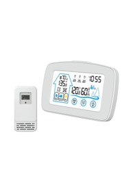 Resim Hangfox Beyaz İç/harici Kablosuz Sıcaklık Nem Ölçer, Aydınlatmalı Büyük Ekran, 100m Sensör Aralığı, Konfor Göstergeli Hava Durumu Saati 