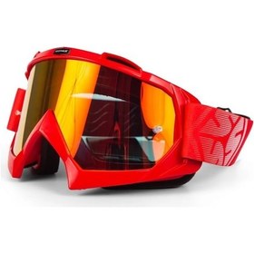 Resim Motosiklet Kross Gözlüğü Lüx Mod Polikarbonat Lens Profesyonel Cross Gözlük Red 
