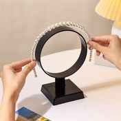 Resim 1 Adet Oval Plastik Saç Bandı Tutucu Stand - Ayarlı Takı Organizatörü, İnci Sergileme Standı, Dayanıklı Çok Amaçlı Masaüstü Saklama Ünitesi, Kuaför ve Mağaza İçin - Siyah/Beyaz, Saç Aksesuarları Depolama, Mücevher Kuleleri 