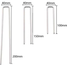 Resim Mix And Match U Çadır Kazığı, Sera ve Bitki Örtüsü Sabitleme Kazığı | 150 Adet * 15 cm Yükseklikteu Şekilli Galvanizli Paslanmaz Metal Kazık, 3,7 mm Kalınlık, Paslanmaz Bahçe Çivisi 