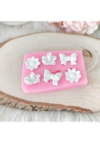 Resim Silikon Kalıp Mini Fiyonk Ve Çiçek Figürleri Mum Kalıbı 